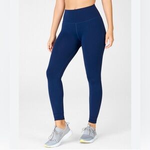 Fabletics SculpKnit Custom Length Solid High Rise Leggings Navy Blue Sz Large/10